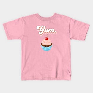 Retro Pink Yum Cupcake Lover Kids T-Shirt